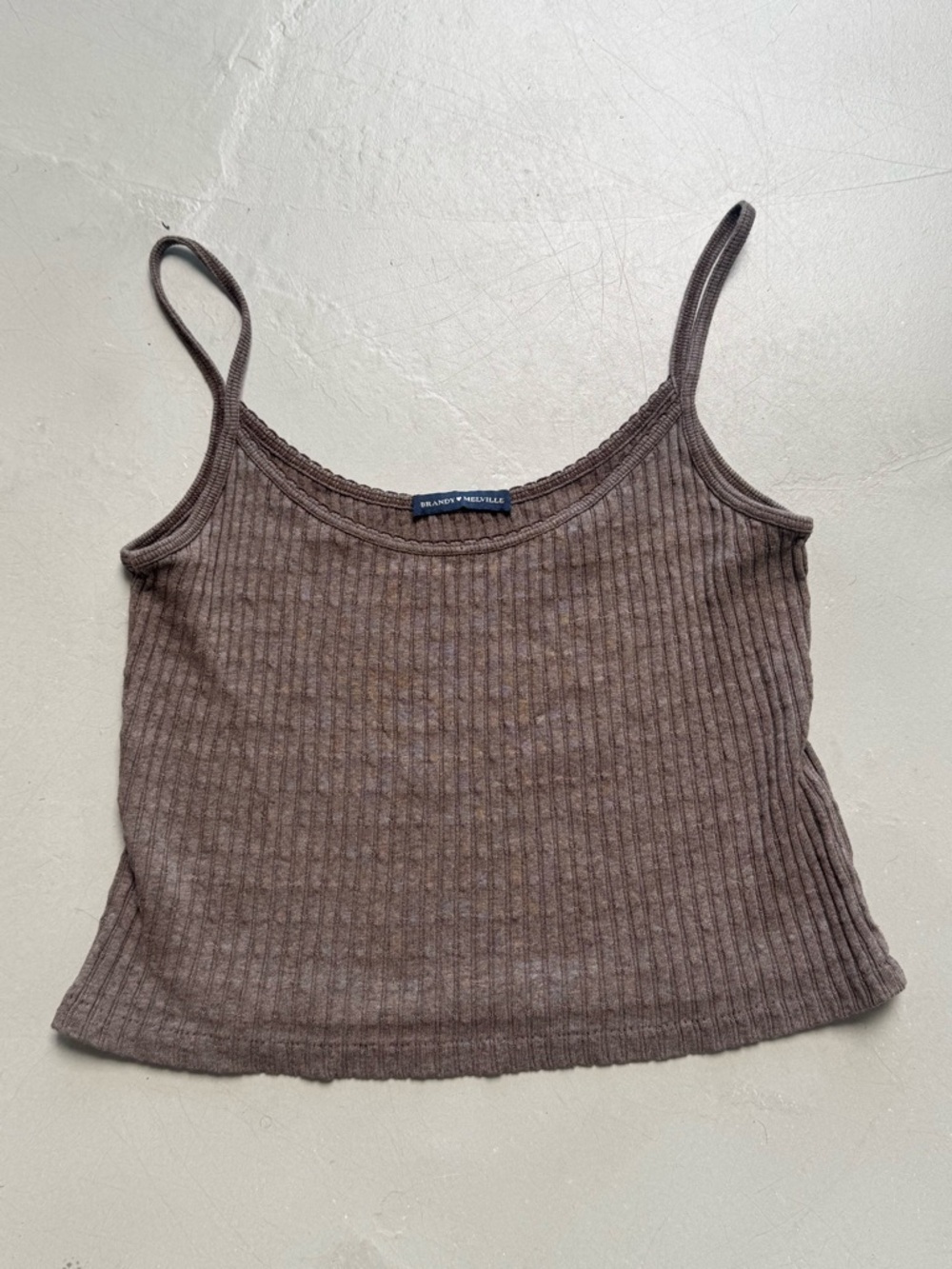 Brandy Melville Chocolate Brown Ribbed Spaghetti Strap Tank